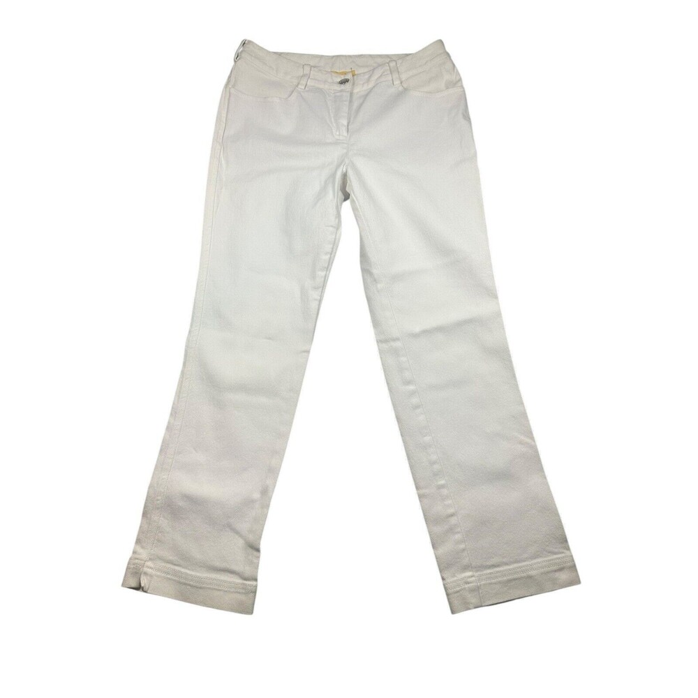 SoCa ST. JOHN Size 2 Cotton Stretch Crop Casual Pants Off-White Pockets‎